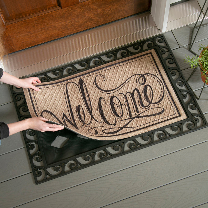 Evergreen Cutout Scroll Embossed Floor Mat Tray