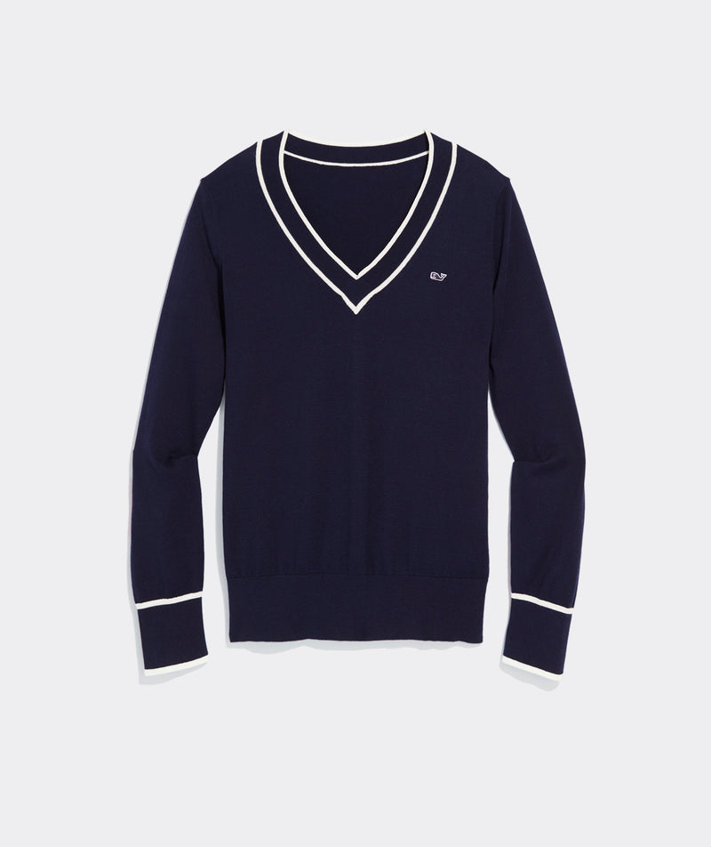 Vineyard Vines Womens Heritage Tipper V-Neck Sweater