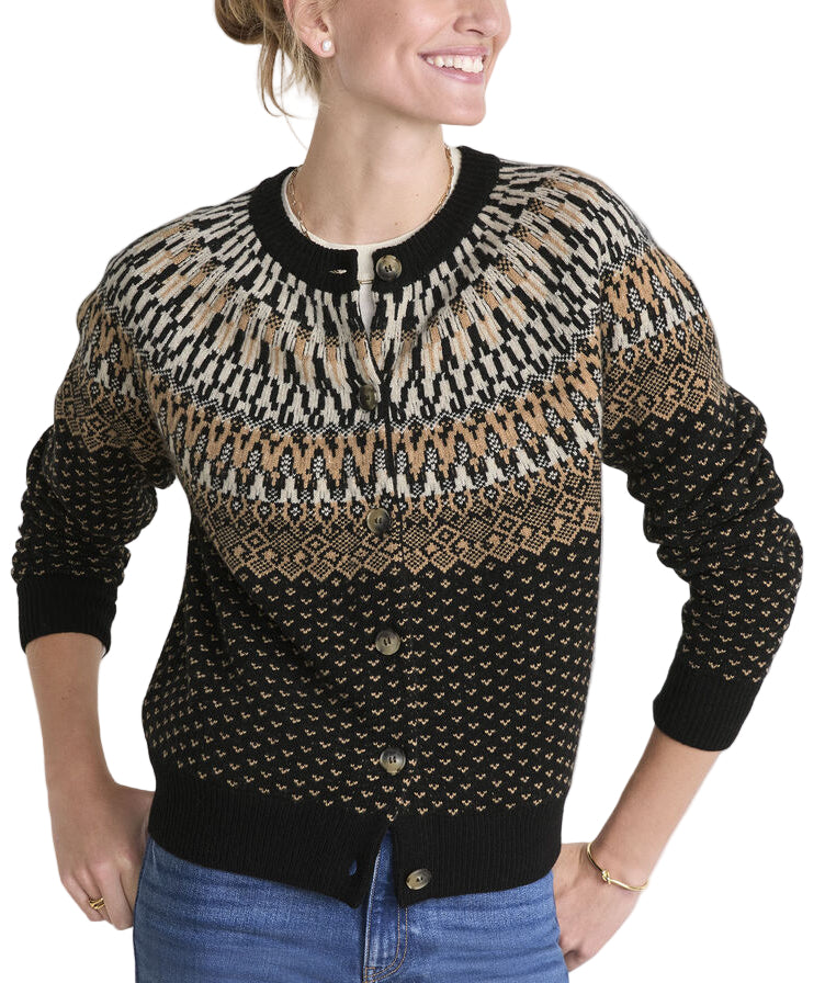 Vineyard Vines Womens Wool Blend Fair Isle Cardigan