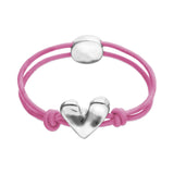 UNOde50 Pink Elastic Thread Silver Heart Charm Bracelet - Medium