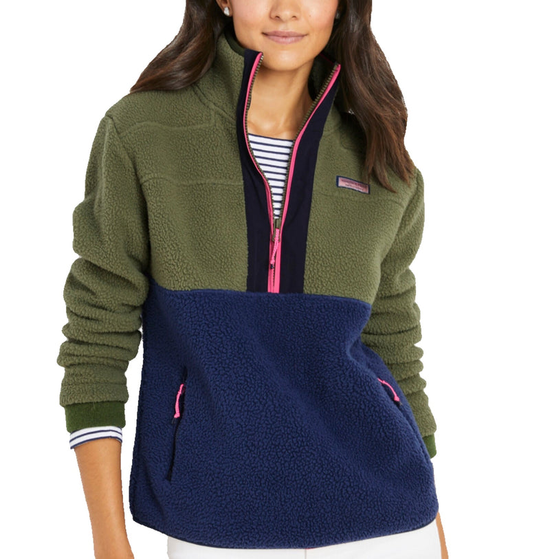 シーイヤーパヴェ Vineyard Vines Womens Colorblock Sherpa SuperSherp Quarter