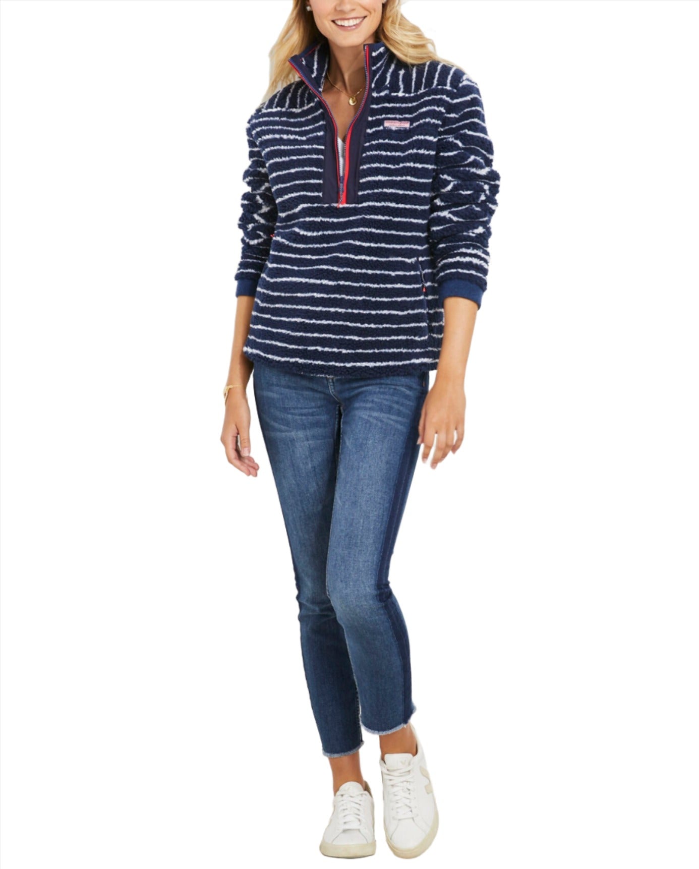 Vineyard Vines Womens Break Sherpa SuperSherp Quarter Zip Pullover