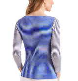 Vineyard Vines Womens Party Stripe Boatneck Simple 3/4 Sleeve Shirt
