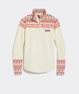 Vineyard Vines Womens Dreamcloth Fair Isle Relaxed Quarter-Zip Shep Shirt