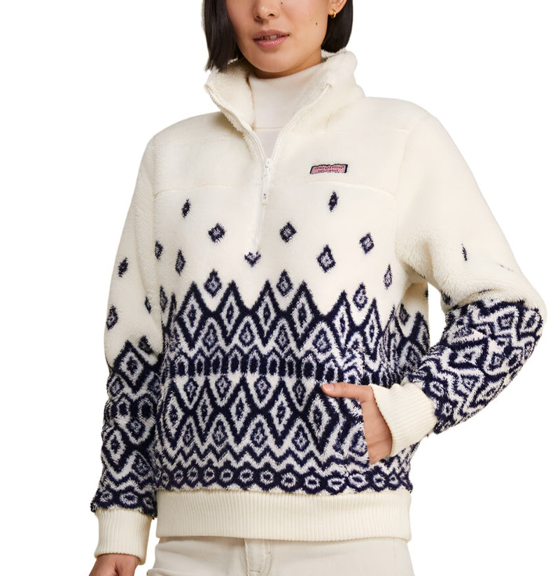 Vineyard Vines Womens Fair Isle Plush Teddy Shep Sweatshirt