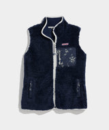 Vineyard Vines Womens Heritage High-Pile Fleece Mixed Print Vest