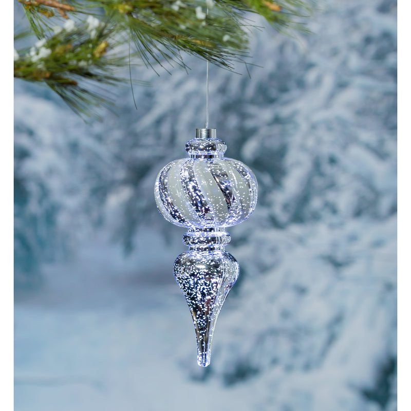 Evergreen 11"H Finial Shatterproof Battery Operated White Twinkling Light Ornament