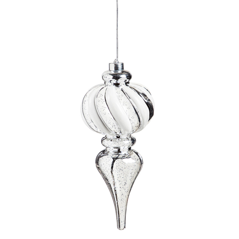 Evergreen 11"H Finial Shatterproof Battery Operated White Twinkling Light Ornament