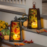 Evergreen Harvest Glass and Metal LED Lantern