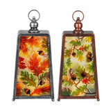 Evergreen Harvest Glass and Metal LED Lantern