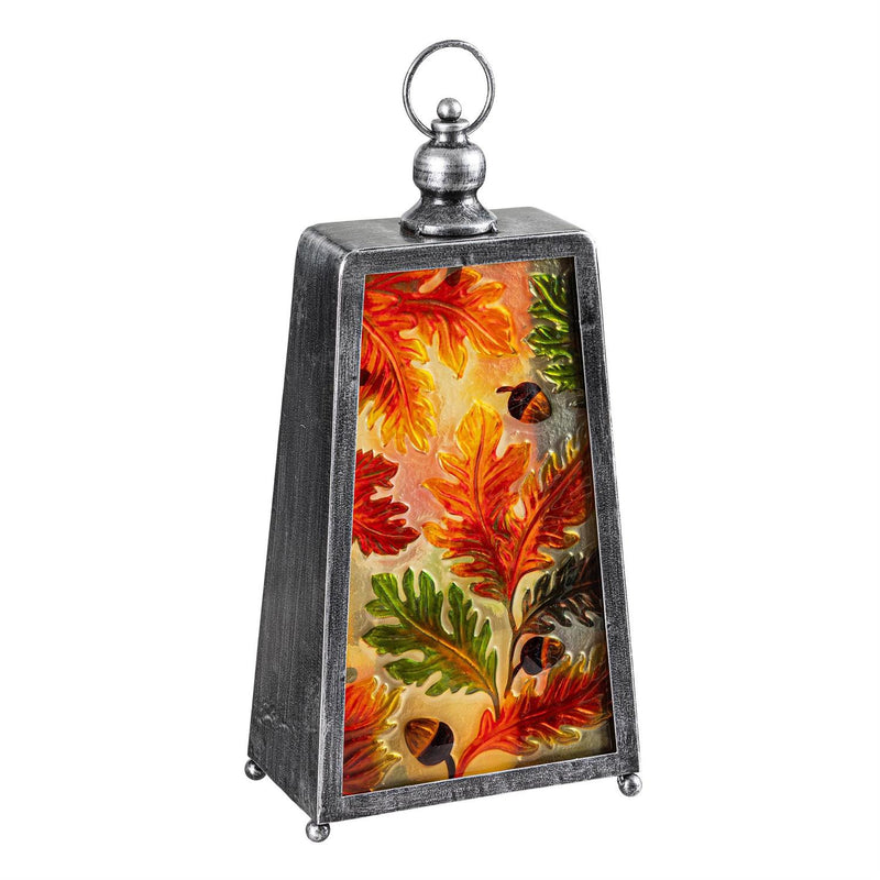 Evergreen Harvest Glass and Metal LED Lantern