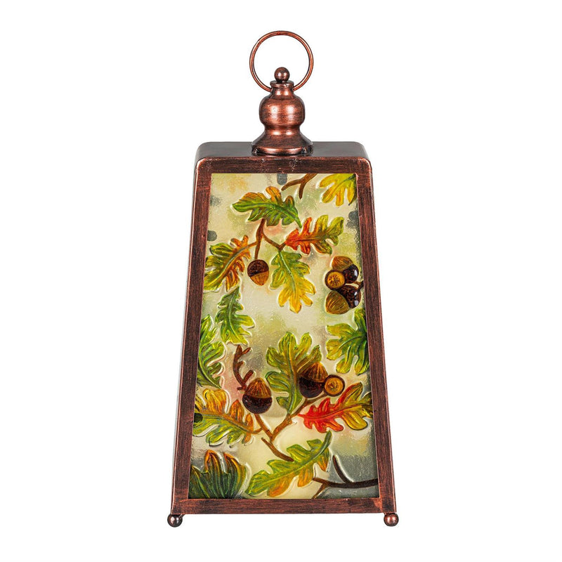 Evergreen Harvest Glass and Metal LED Lantern