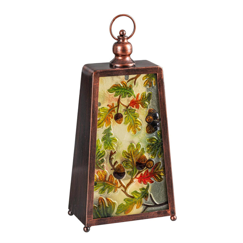 Evergreen Harvest Glass and Metal LED Lantern