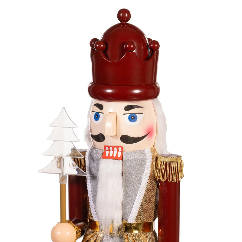 Plow & Hearth Joyful Traditions Nutcracker LED Musical Garden Statue