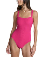 Vineyard Vines Womens Textured Southampton Square Neck One-Piece Swimsuit