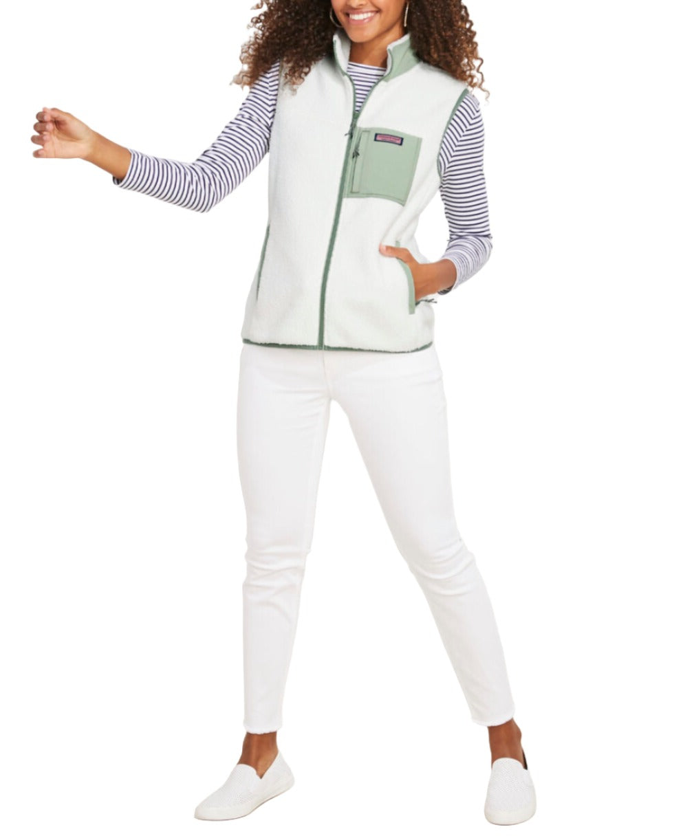 Vineyard Vines Womens Mixed Media Sherpa Vest