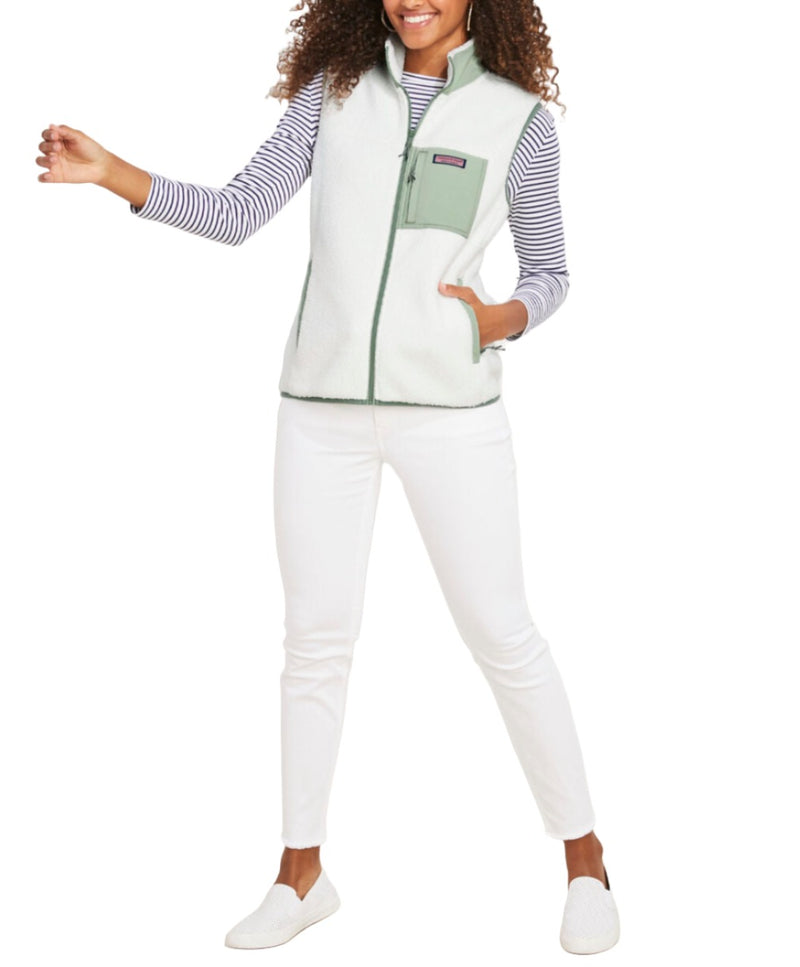 Vineyard Vines Womens Mixed Media Sherpa Vest