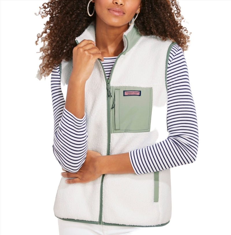 Vineyard Vines Womens Mixed Media Sherpa Vest