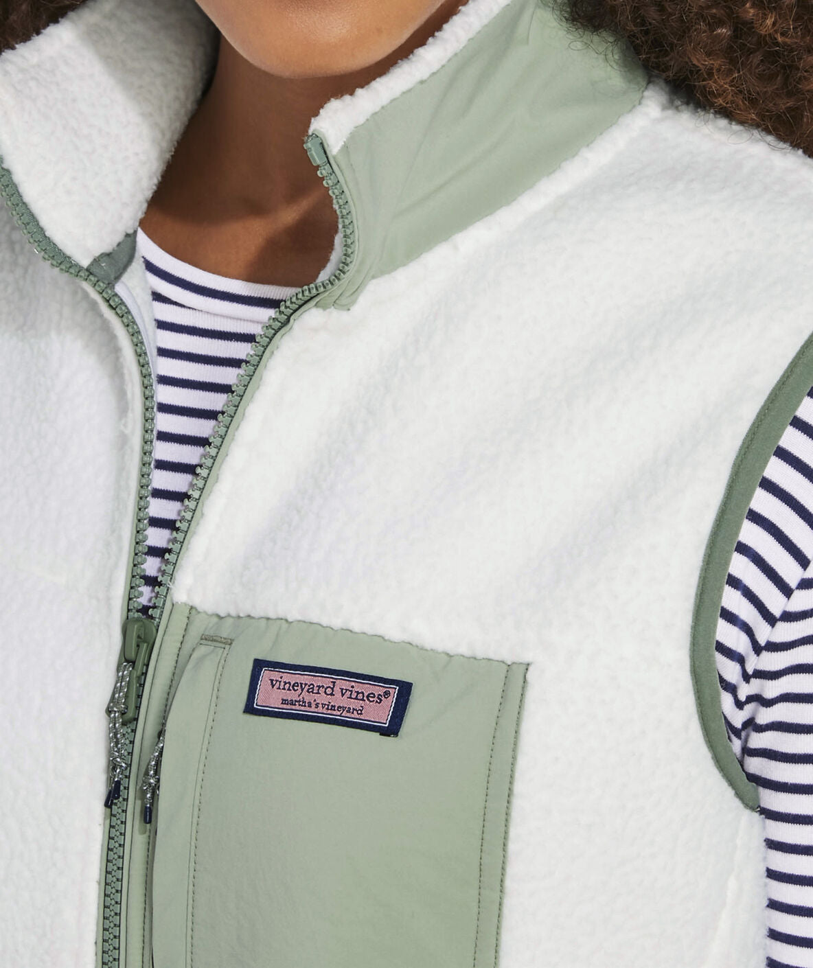 Vineyard Vines Womens Mixed Media Sherpa Vest