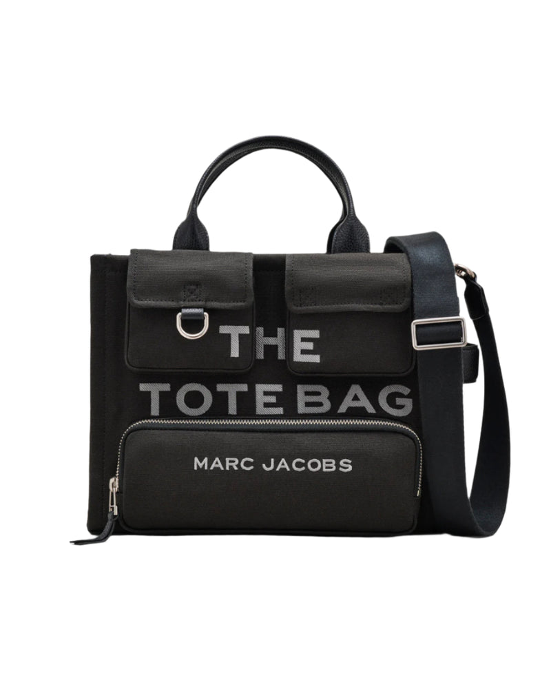 トートバッグ The Medium Tote Bag in Black Canvas Marc Jacobs The Cargo Canvas Medium Tote Handbag – ShopCGX