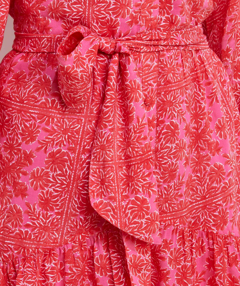 Vineyard Vines Womens Scarf Print Tie-Waist Dress