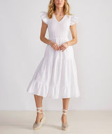 Vineyard Vines Womens Smocked V-Neck Midi Dress