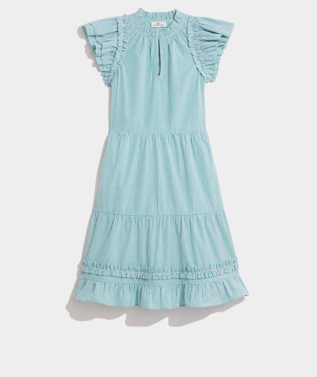 Vineyard Vines Womens Striped Tiered Ruffle-Neck Dress  ShopCGX
