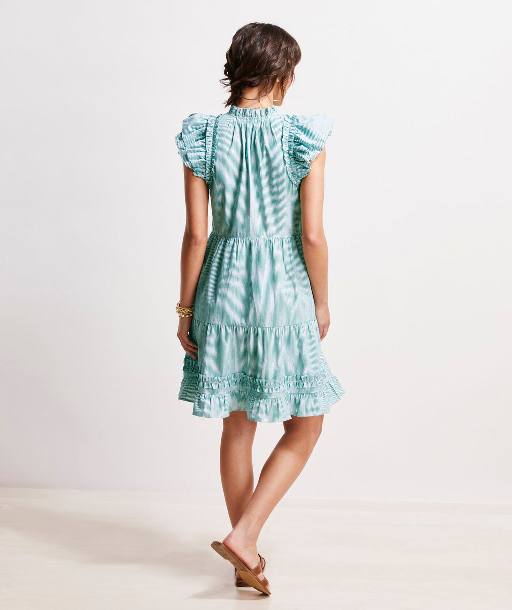 Vineyard Vines Womens Striped Tiered Ruffle-Neck Dress ShopCGX Vineyard Vines Womens Striped Tiered Ruffle-Neck Dress ShopCGX