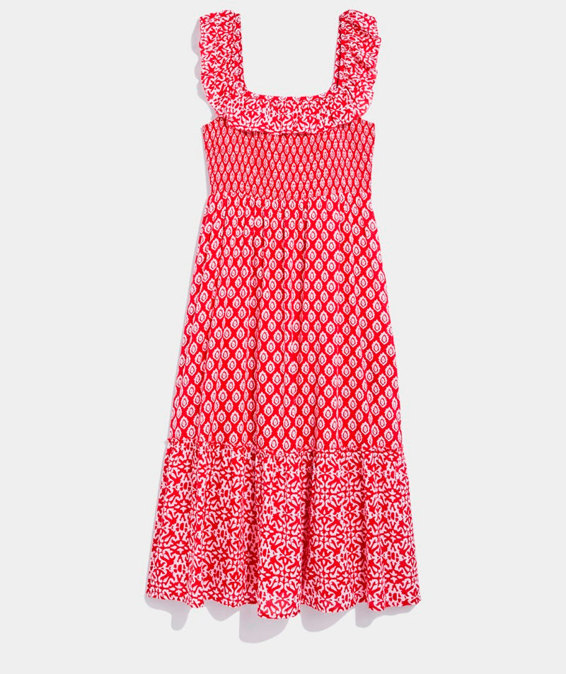 vineyard vines smocked midi dress Vineyard Vines Womens Vineyard Tile Smocked Midi Dress ShopCGX