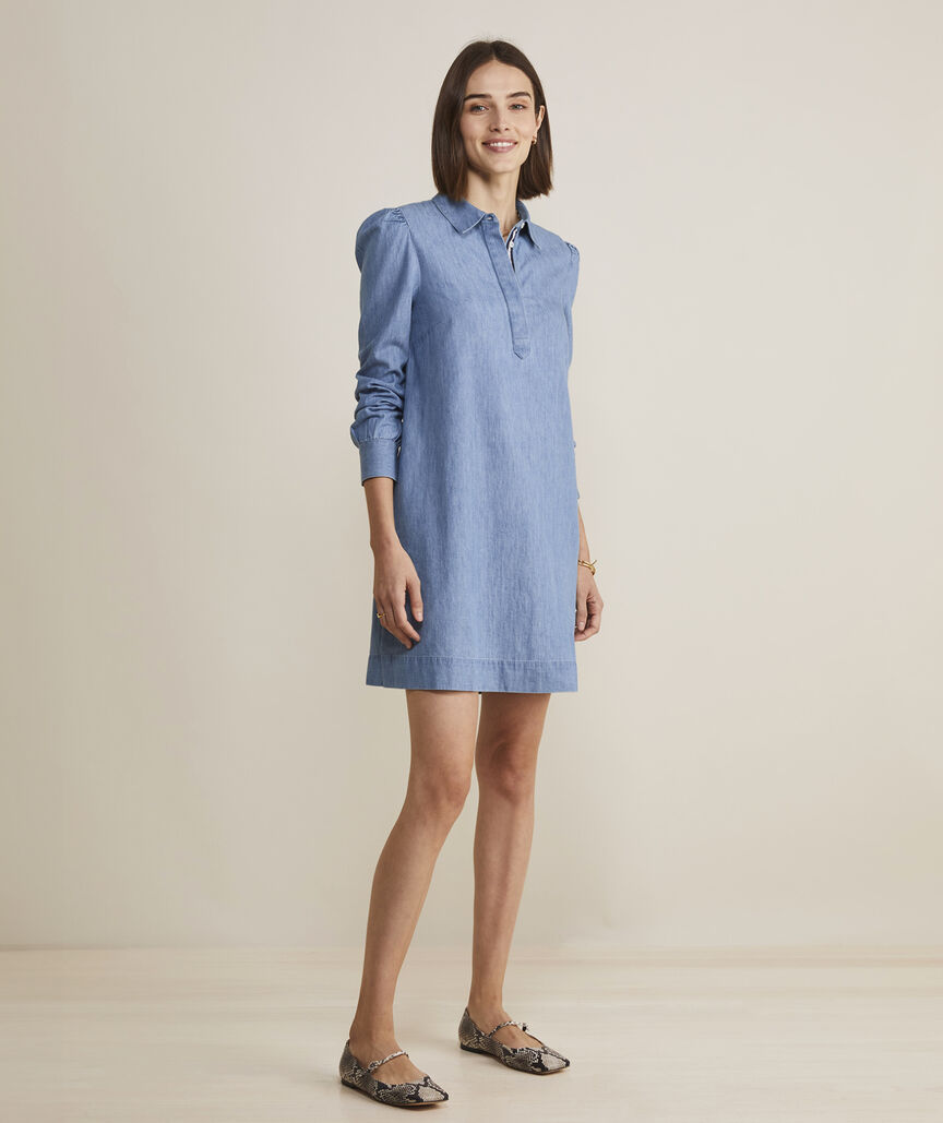 Vineyard Vines Womens Chambray Popover Dress ShopCGX Vineyard Vines Womens Chambray Popover Dress ShopCGX