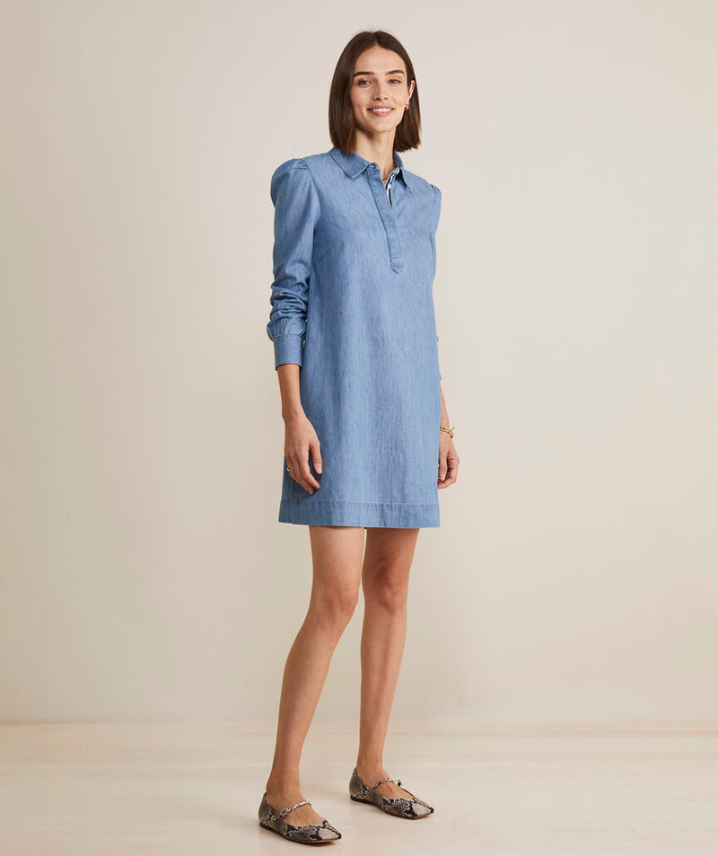 Vineyard Vines Womens Chambray Popover Dress  ShopCGX