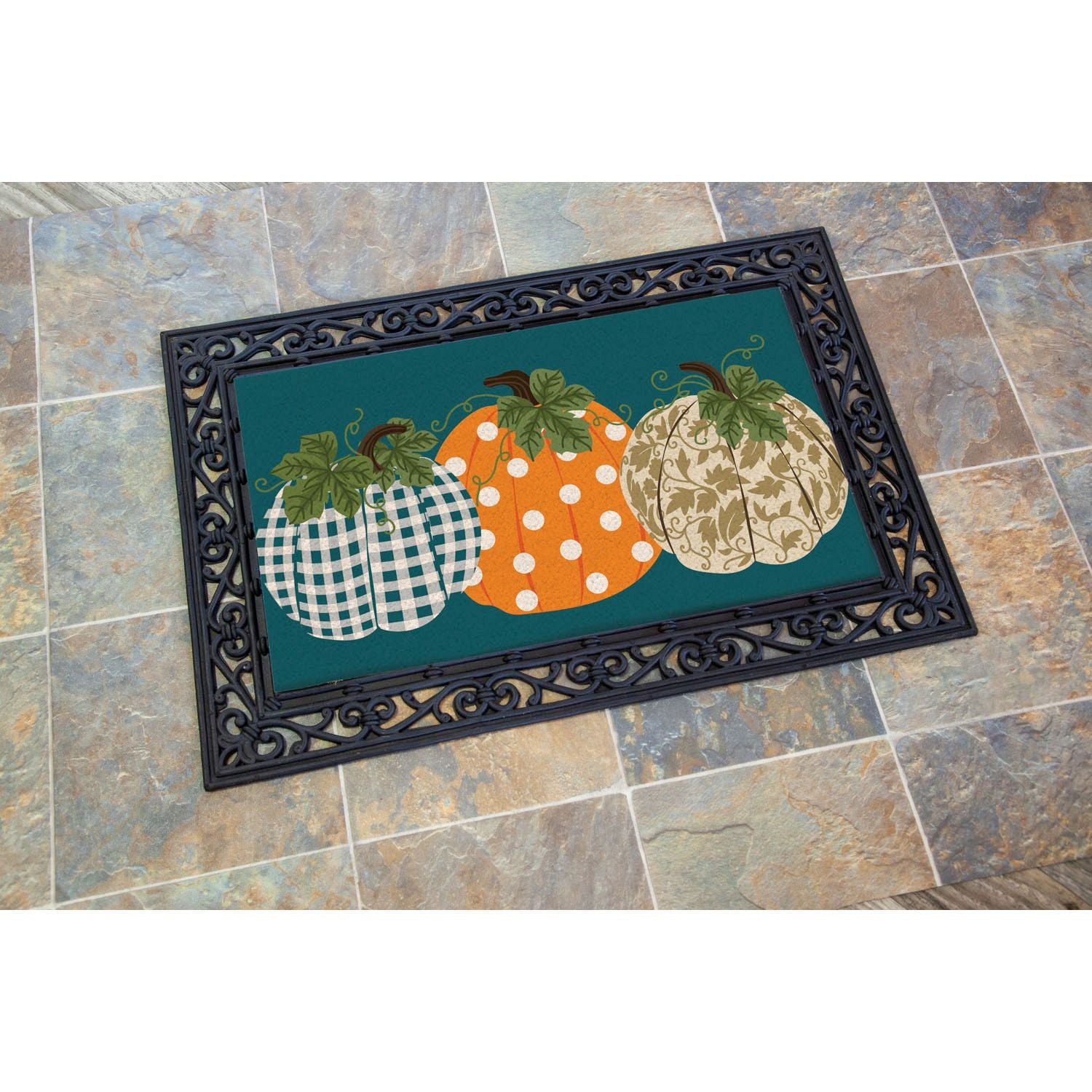 Evergreen Patterned Pumpkins Coir Mat