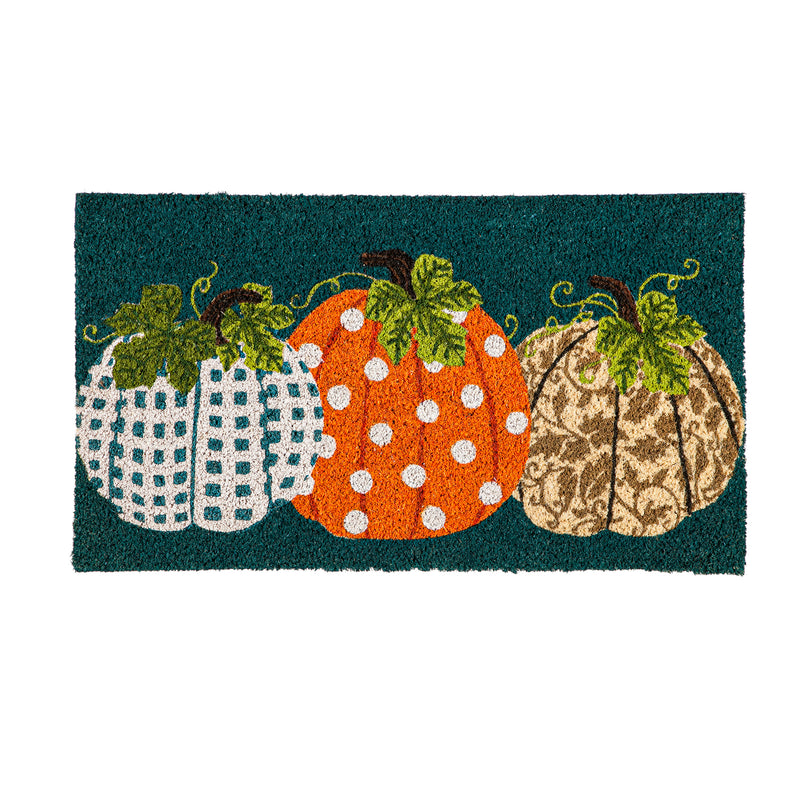 Evergreen Patterned Pumpkins Coir Mat