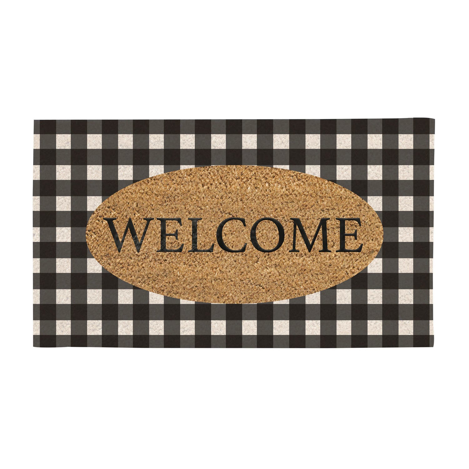 Evergreen Buffalo Check Welcome Coir Mat