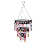 Evergreen Colorful Beaded Three-Tier Solar-Powered Mini-Chandelier Metal Light