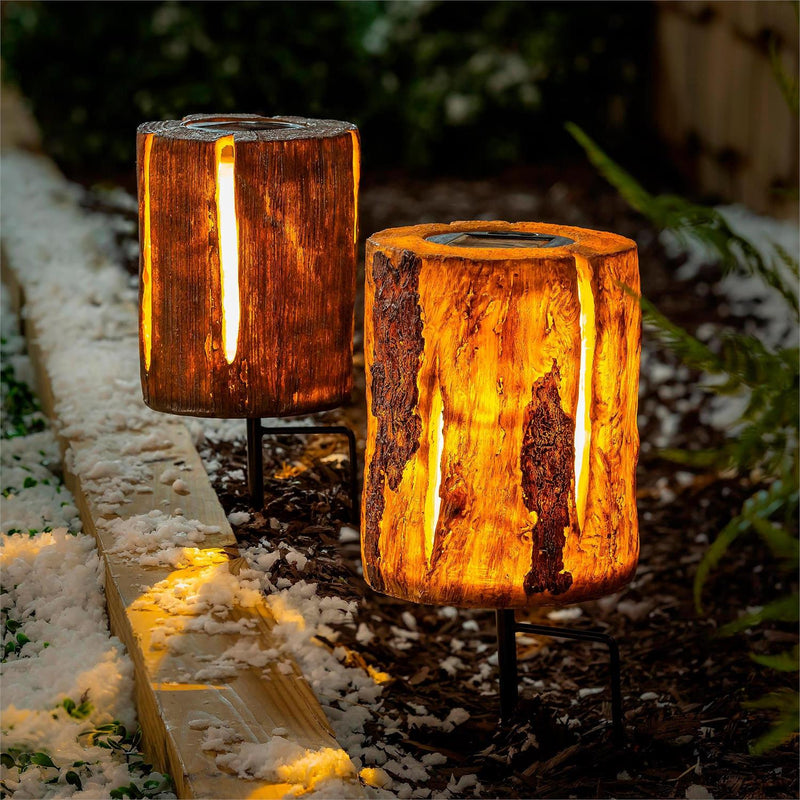 Evergreen Woodland Storybook Garden Path Lighting Faux Wood Garden Stakes