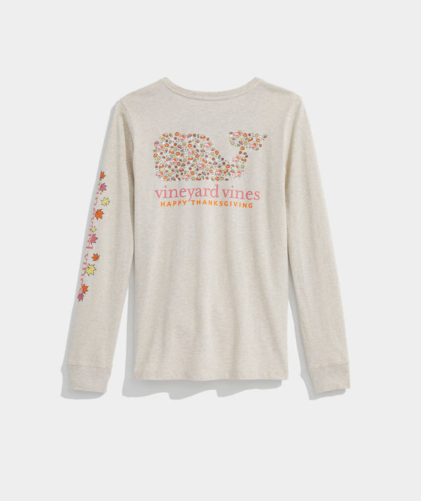 Vineyard Vines Womens Thanksgiving Whale Long Sleeve Pocket T-Shirt