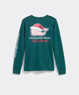 Vineyard Vines Womens Santa Whale Long Sleeve Pocket T-Shirt