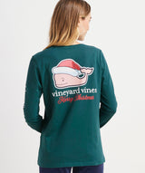 Vineyard Vines Womens Santa Whale Long Sleeve Pocket T-Shirt