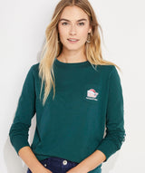 Vineyard Vines Womens Santa Whale Long Sleeve Pocket T-Shirt
