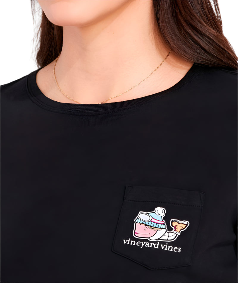 Vineyard Vines Womens Après Ski Whale Long Sleeve Pocket T-Shirt