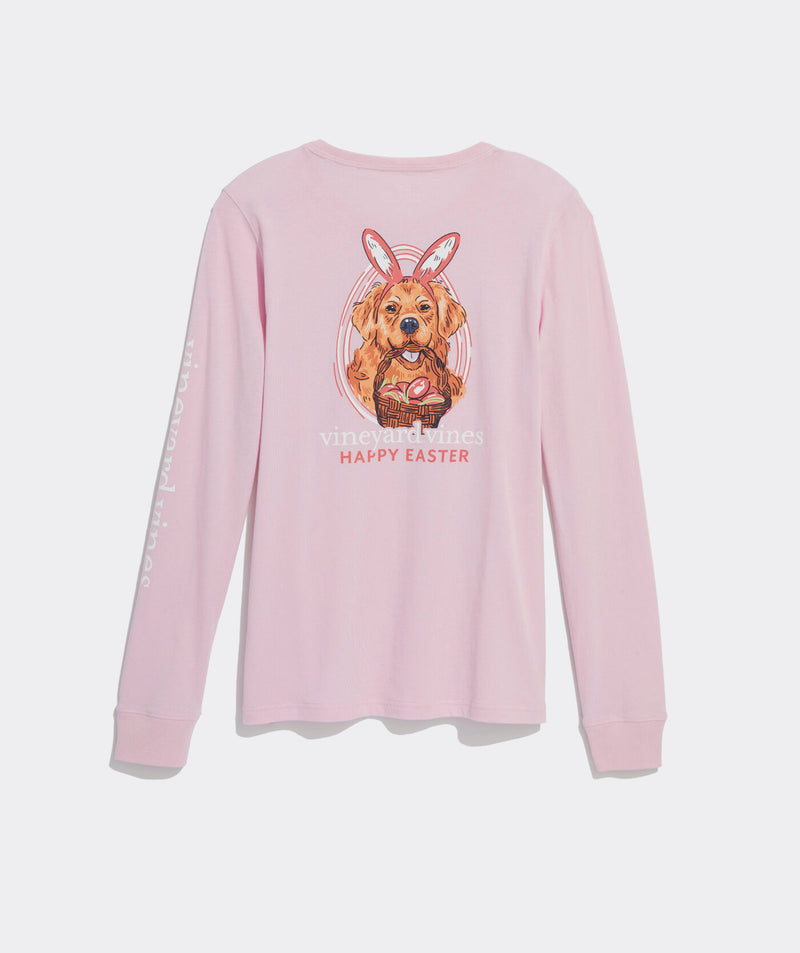 Vineyard Vines Womens Easter Dog Long Sleeve Pocket T-Shirt