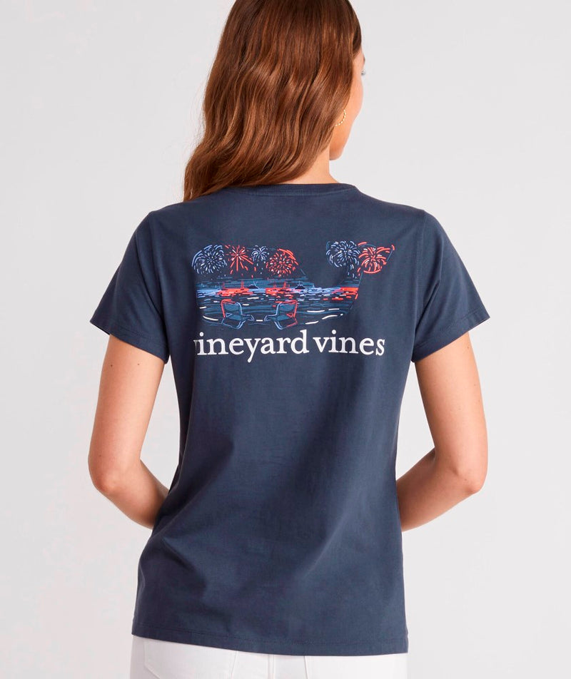 Vineyard Vines Womens Beach Fireworks Short Sleeve Pocket T