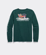 Vineyard Vines Womens Sleigh Dogs Long-Sleeve Pocket T-Shirt