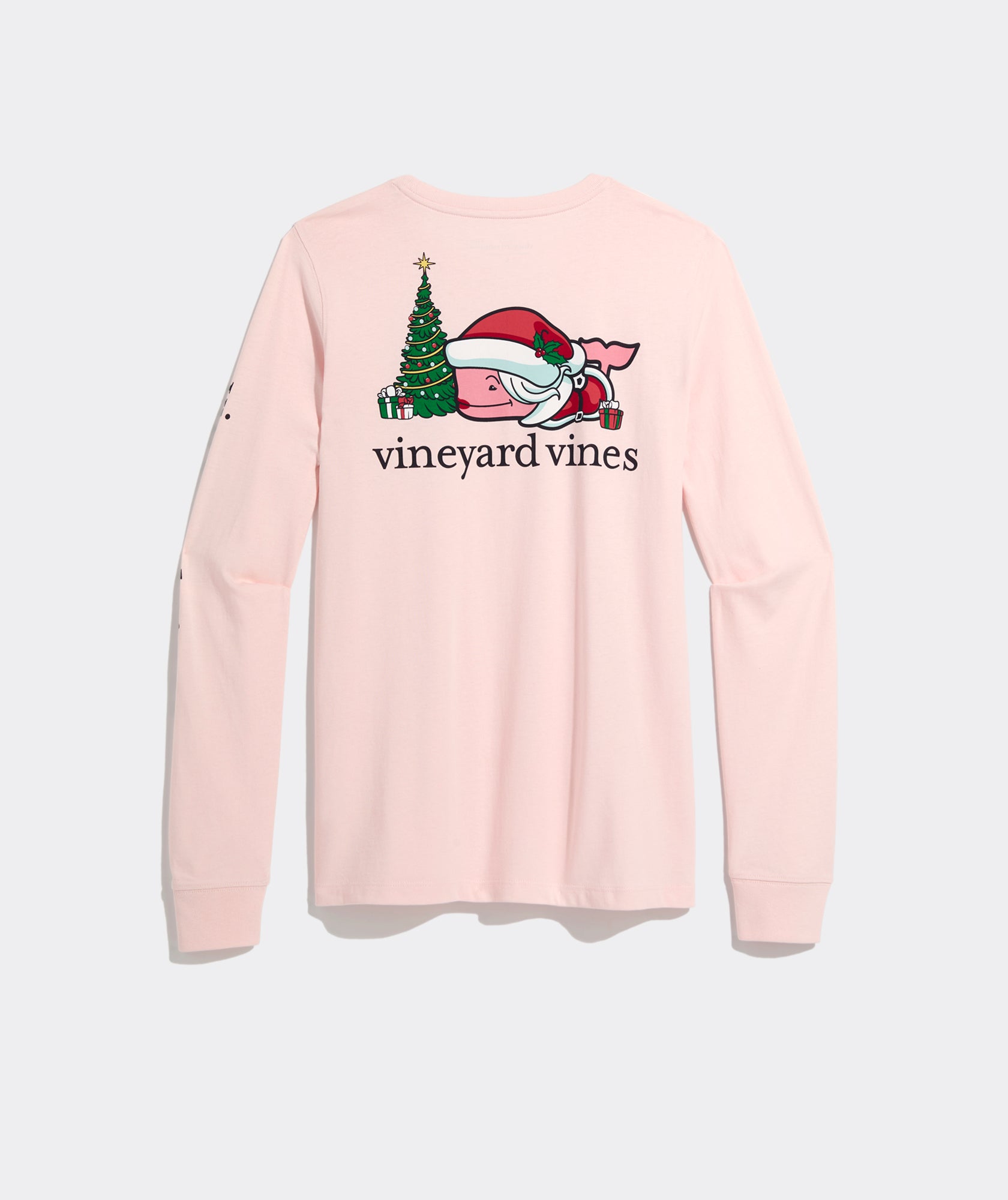 Vineyard Vines Womens Mrs. Claus Christmas Tree Whale Long-Sleeve Pocket T-Shirt