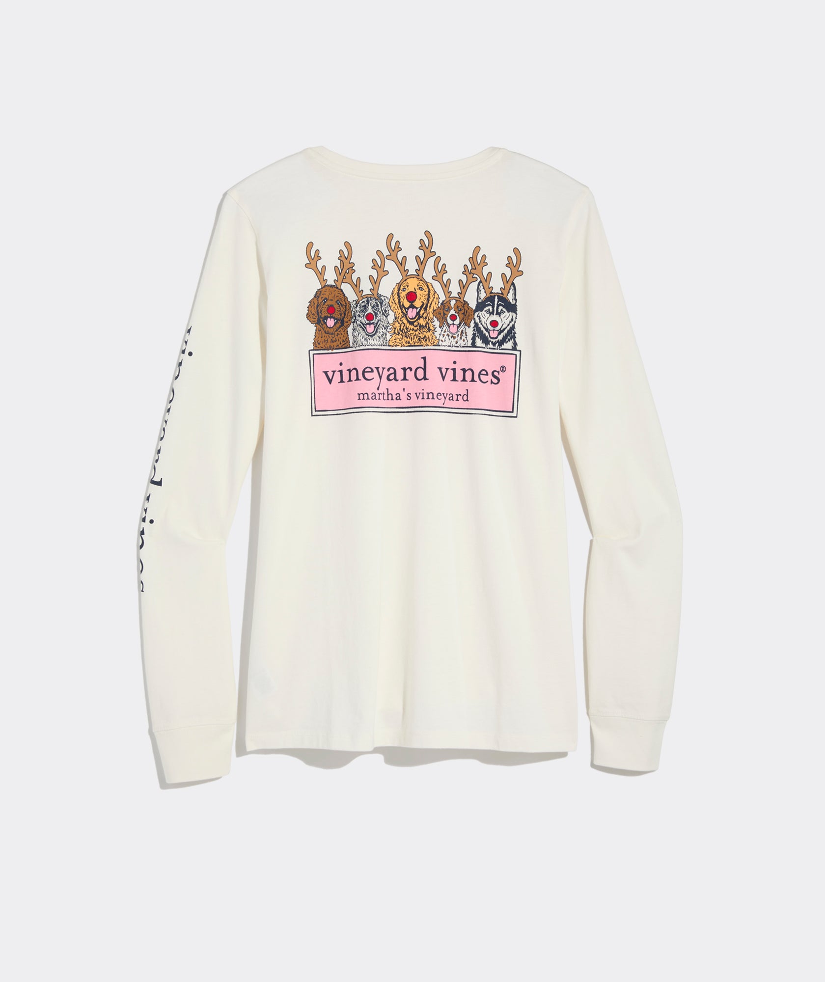 Vineyard Vines Womens Reindeer Pups Logo Box Long-Sleeve T-Shirt