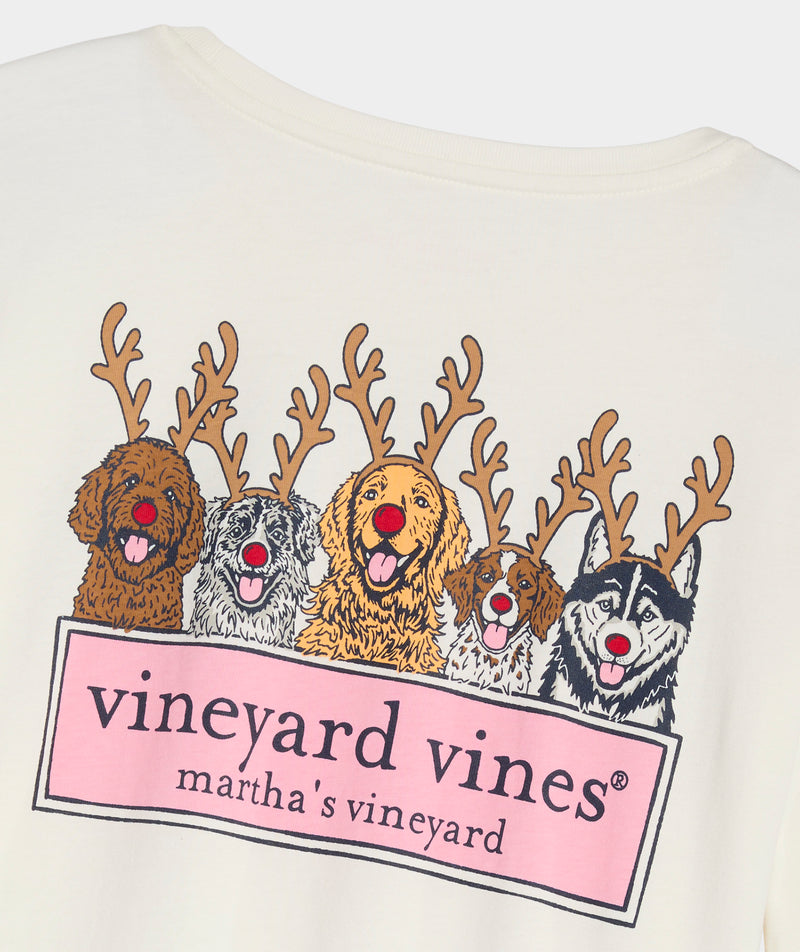 Vineyard Vines Womens Reindeer Pups Logo Box Long-Sleeve T-Shirt