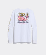 Vineyard Vines Womens New Year's Eve Whale Long-Sleeve Pocket T-Shirt