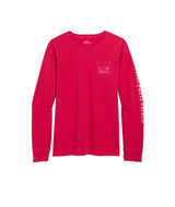 Vineyard Vines Womens Garment-Dyed Vintage Whale Long-Sleeve Pocket T-Shirt
