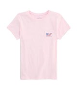 Vineyard Vines Womens Flag Whale Short-Sleeve Pocket T-Shirt